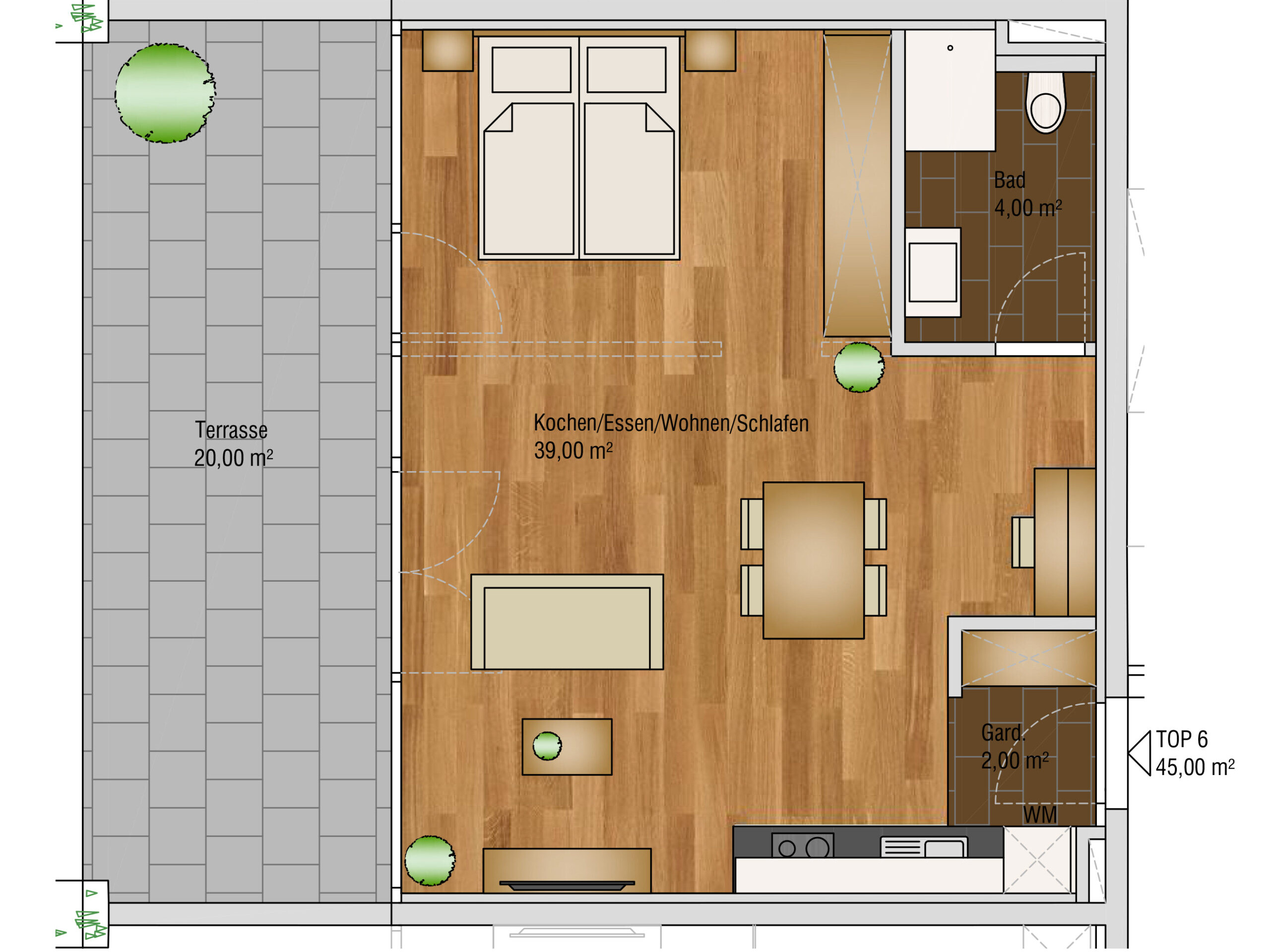 wohnen-dornbirn.at | Studio Apartement 45m2